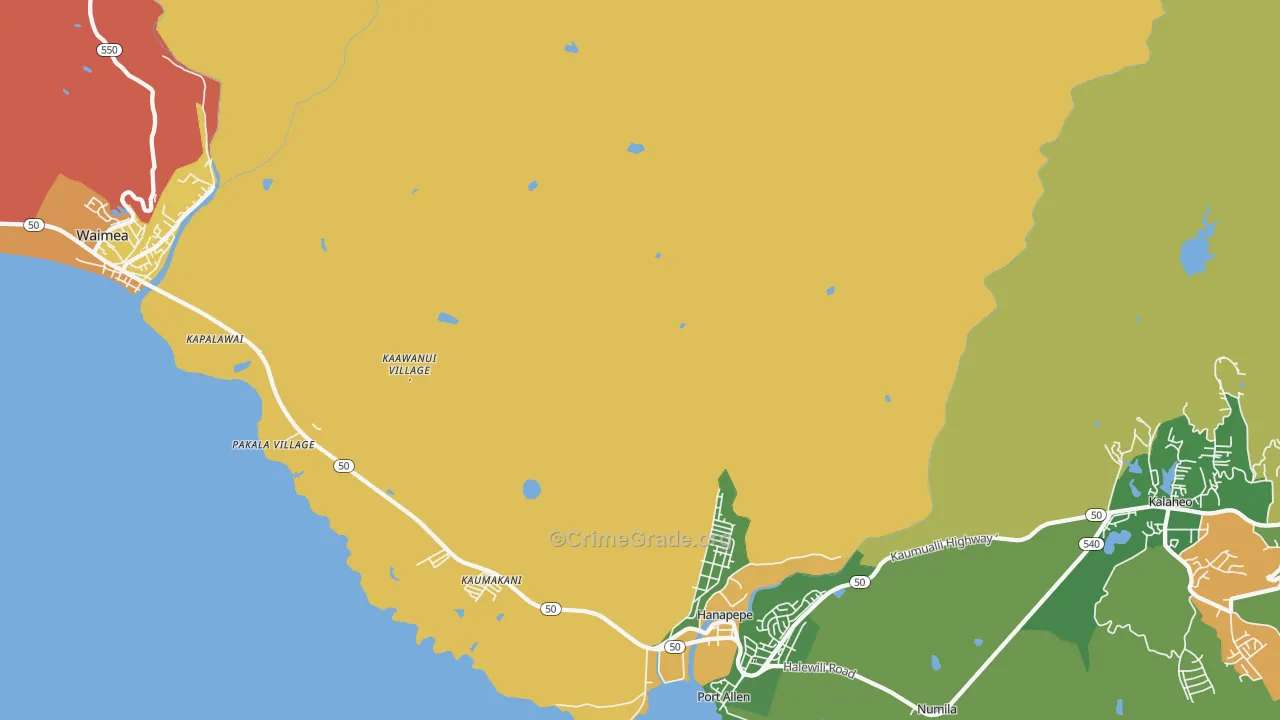 Hanapepe Heights, HI Map of Murder Rates