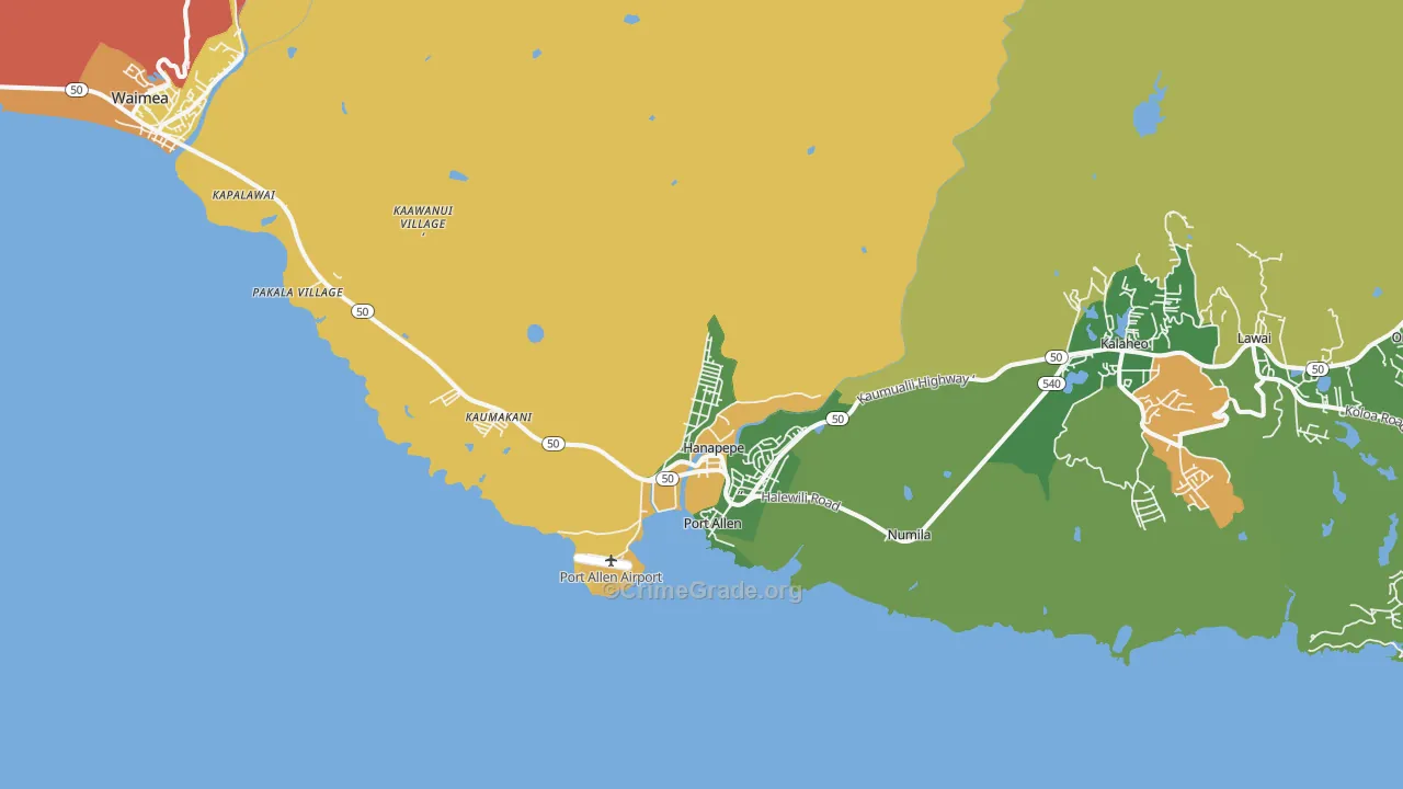Hanapepe, HI Map of Murder Rates