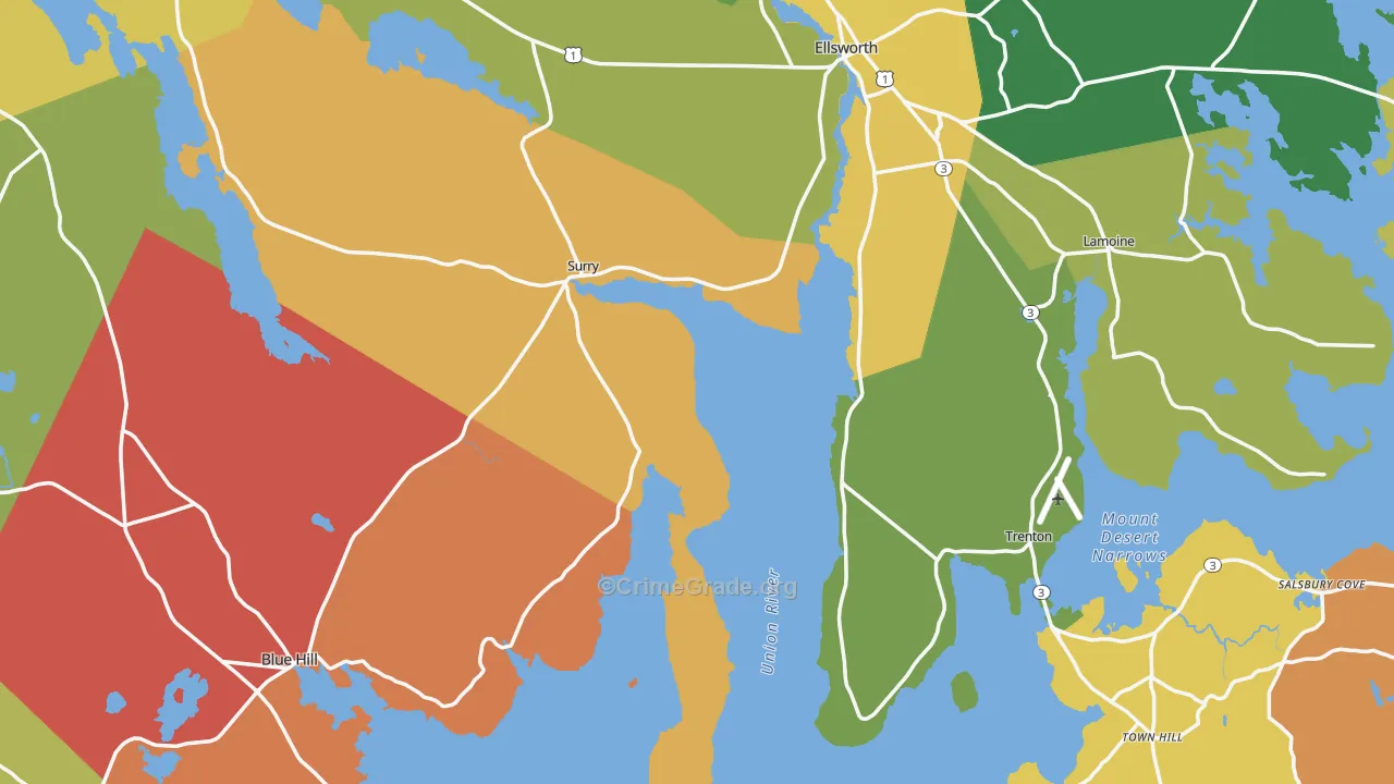 Hancock County, ME Map of Murder Rates