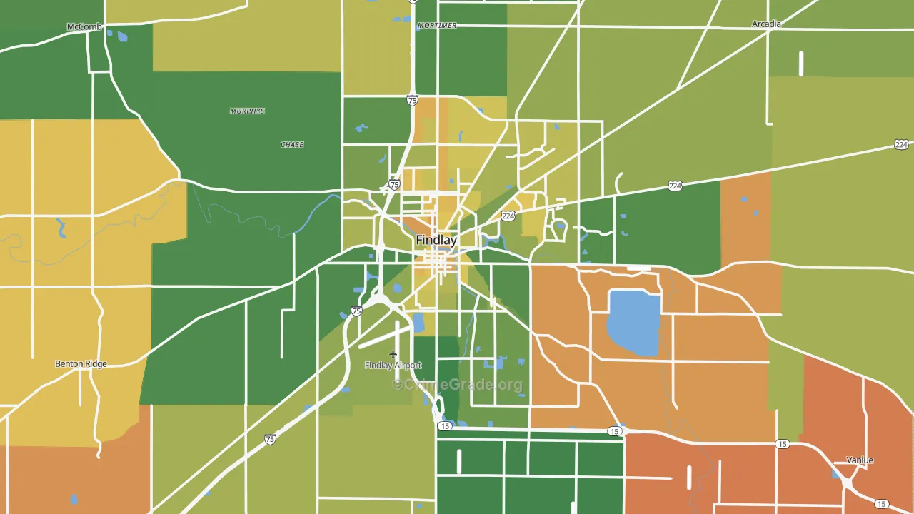 Hancock County, OH Map of Murder Rates