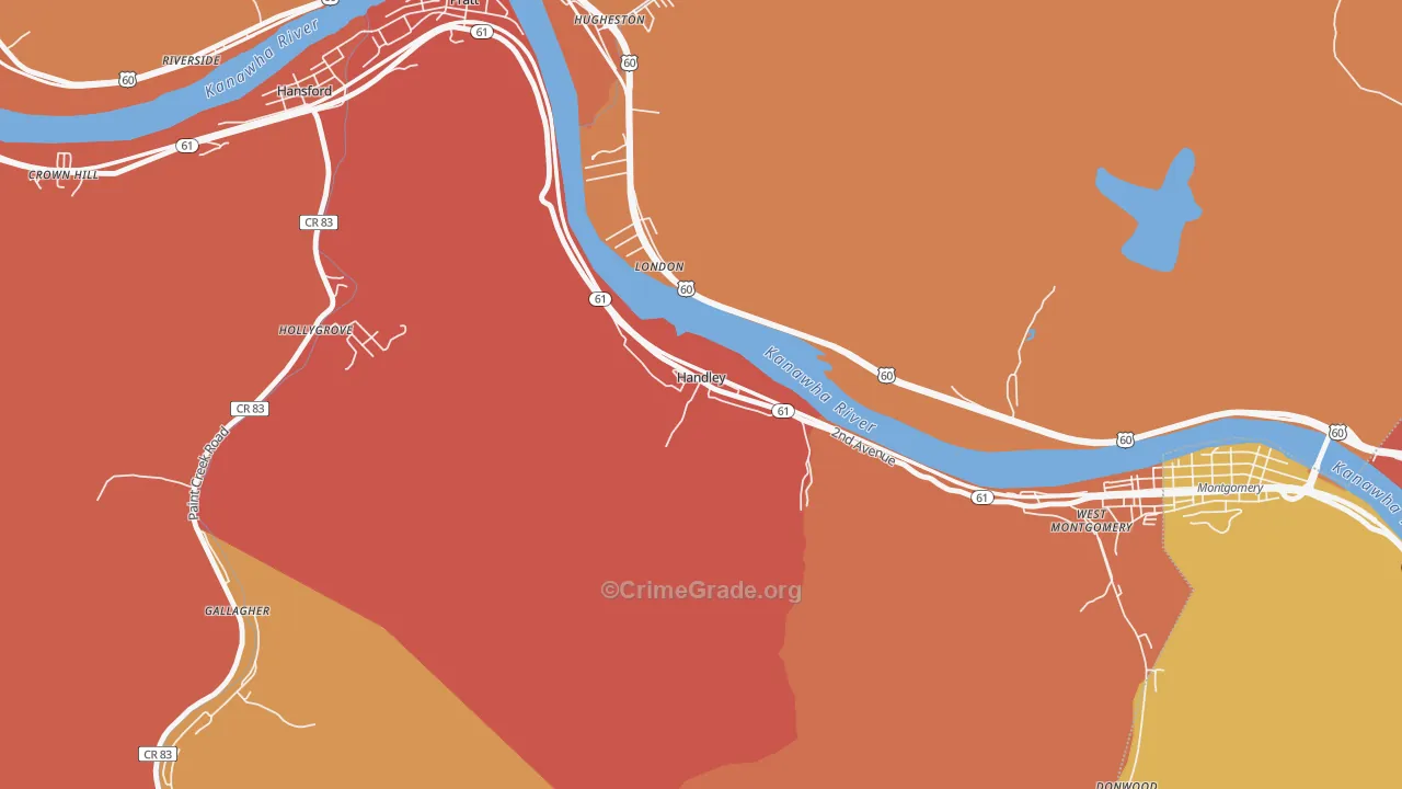 Handley, WV Map of Murder Rates
