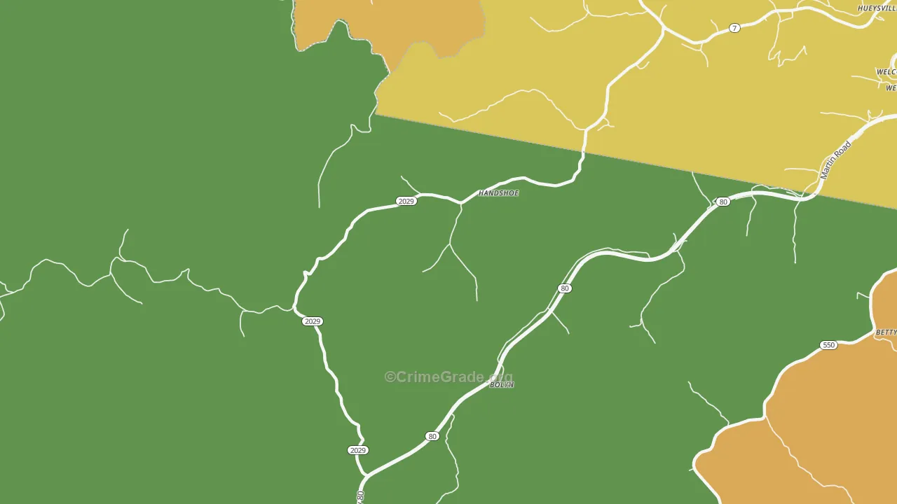 Handshoe, KY Map of Murder Rates