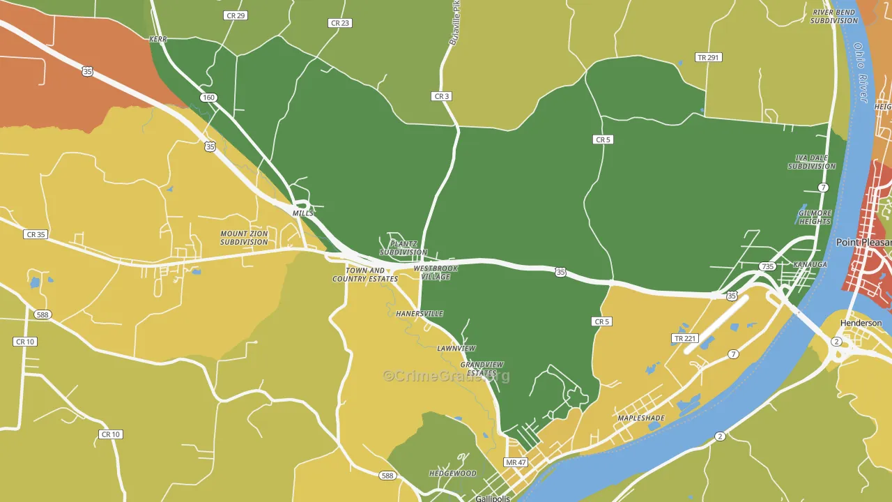 Hanersville, OH Map of Murder Rates