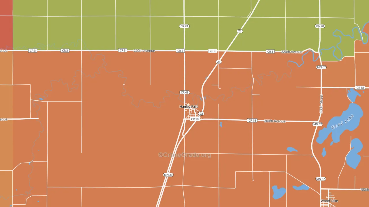 Hanley Falls, MN Map of Murder Rates