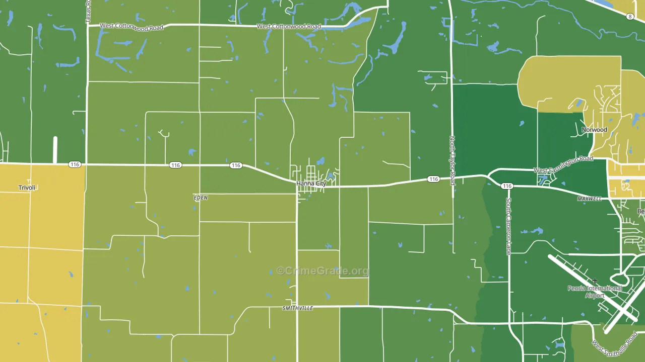 Hanna City, IL Map of Murder Rates