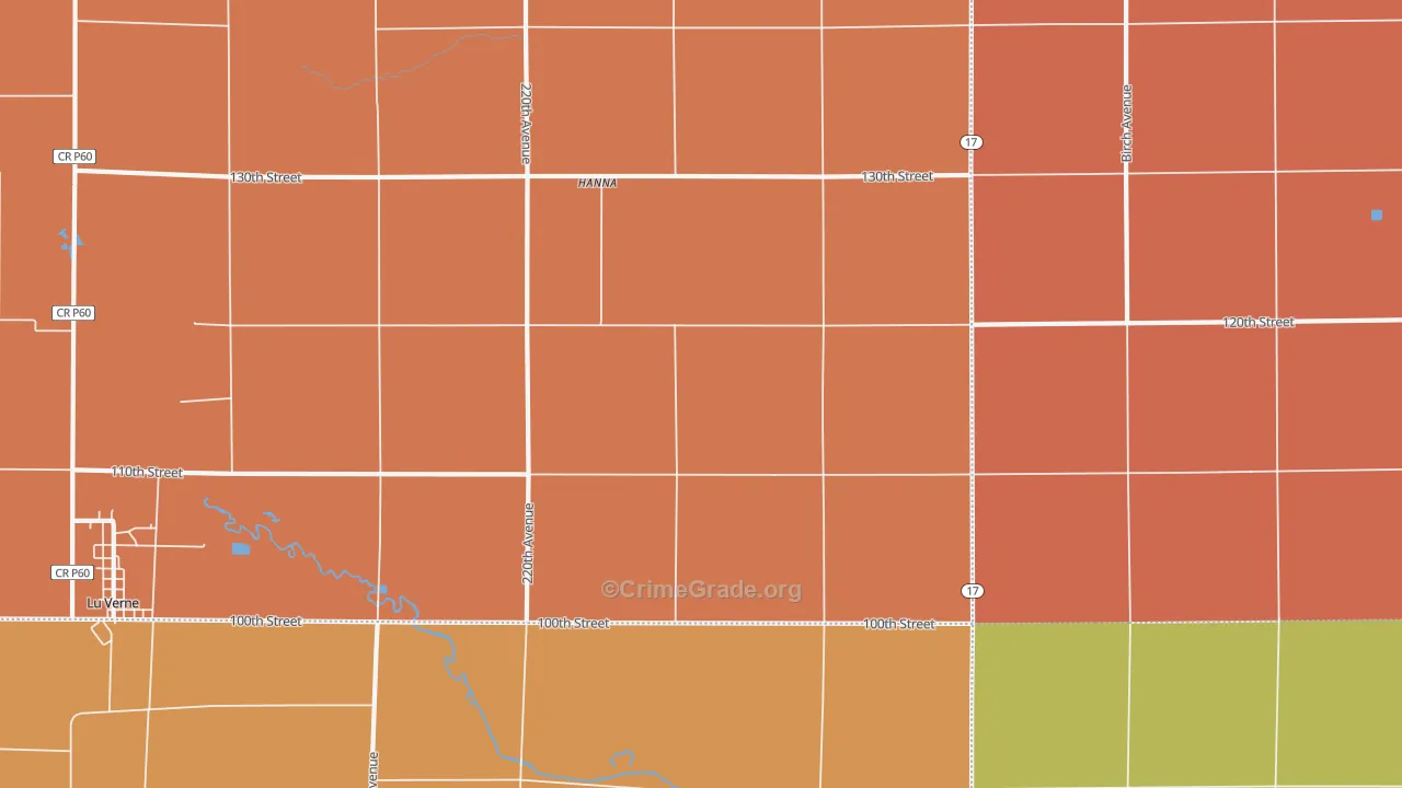 Hanna, IA Map of Murder Rates