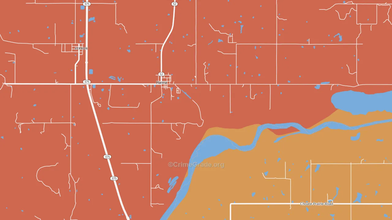 Hanna, OK Map of Murder Rates