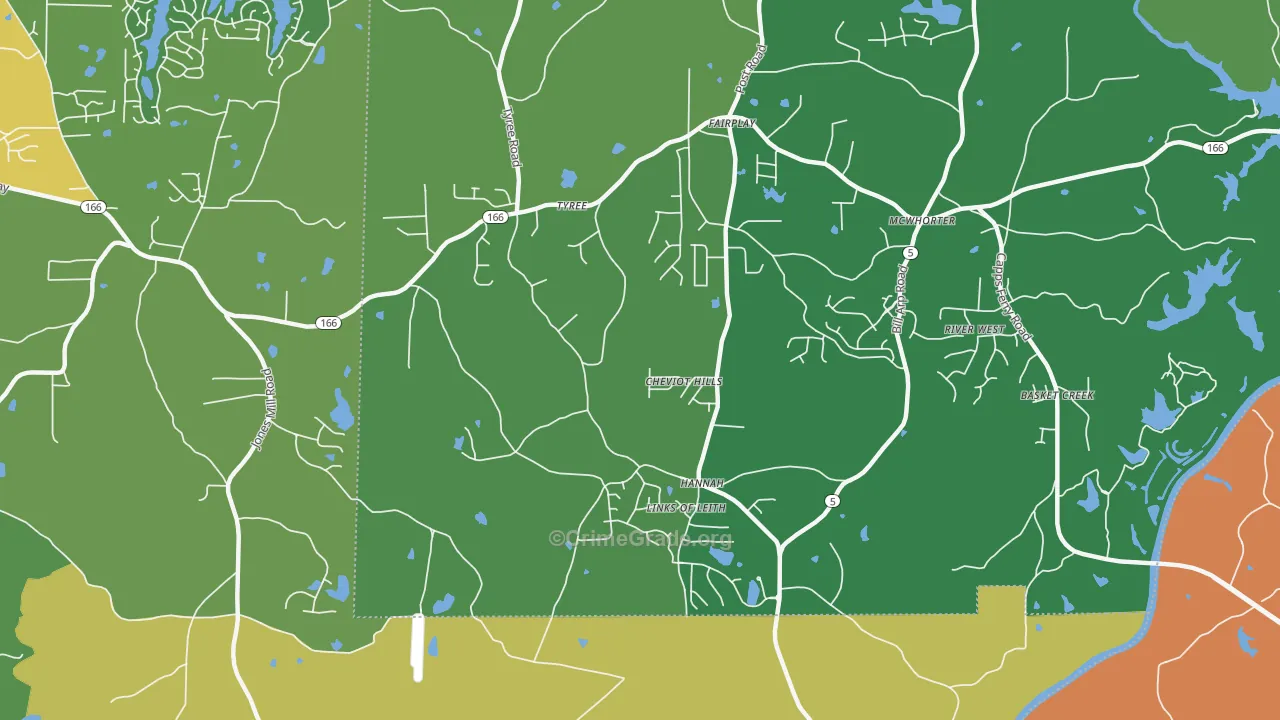 Hannah, GA Map of Murder Rates