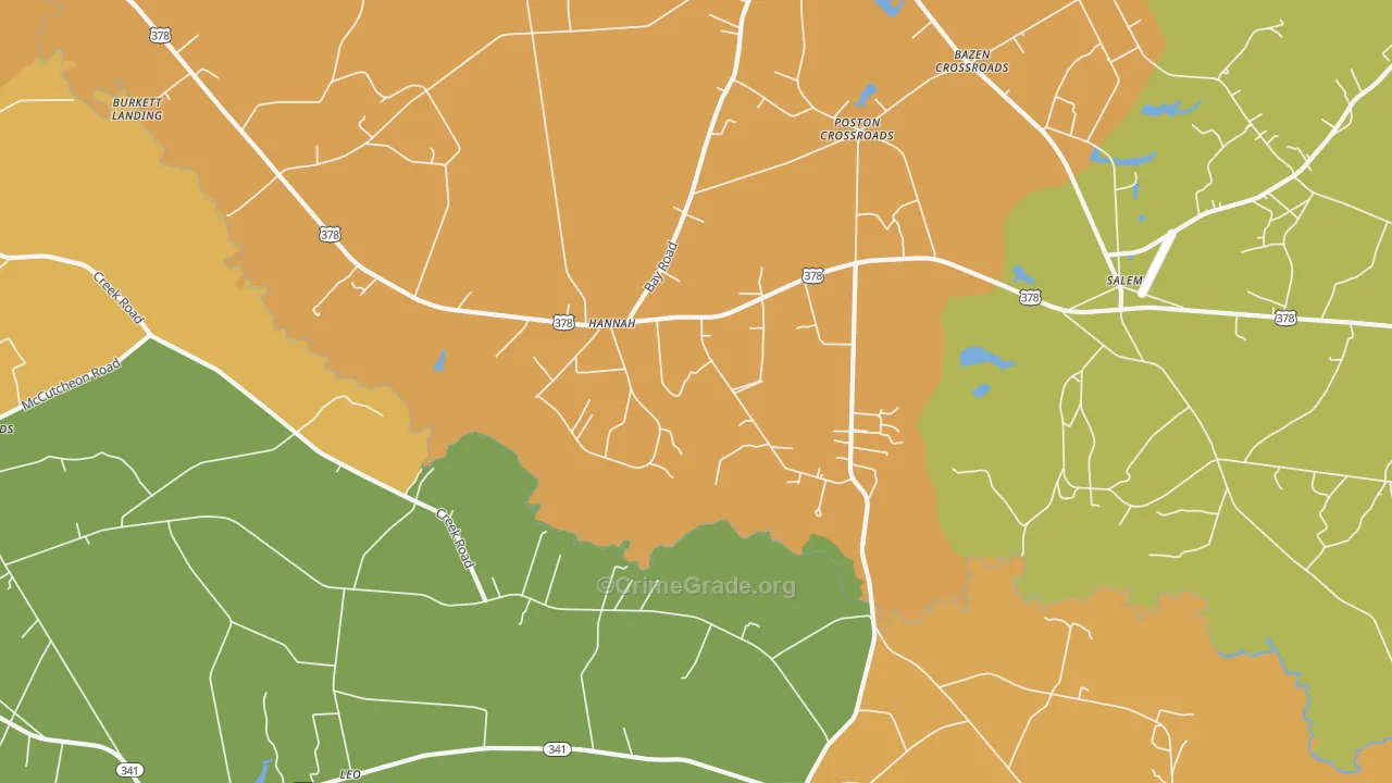 Hannah, SC Map of Murder Rates