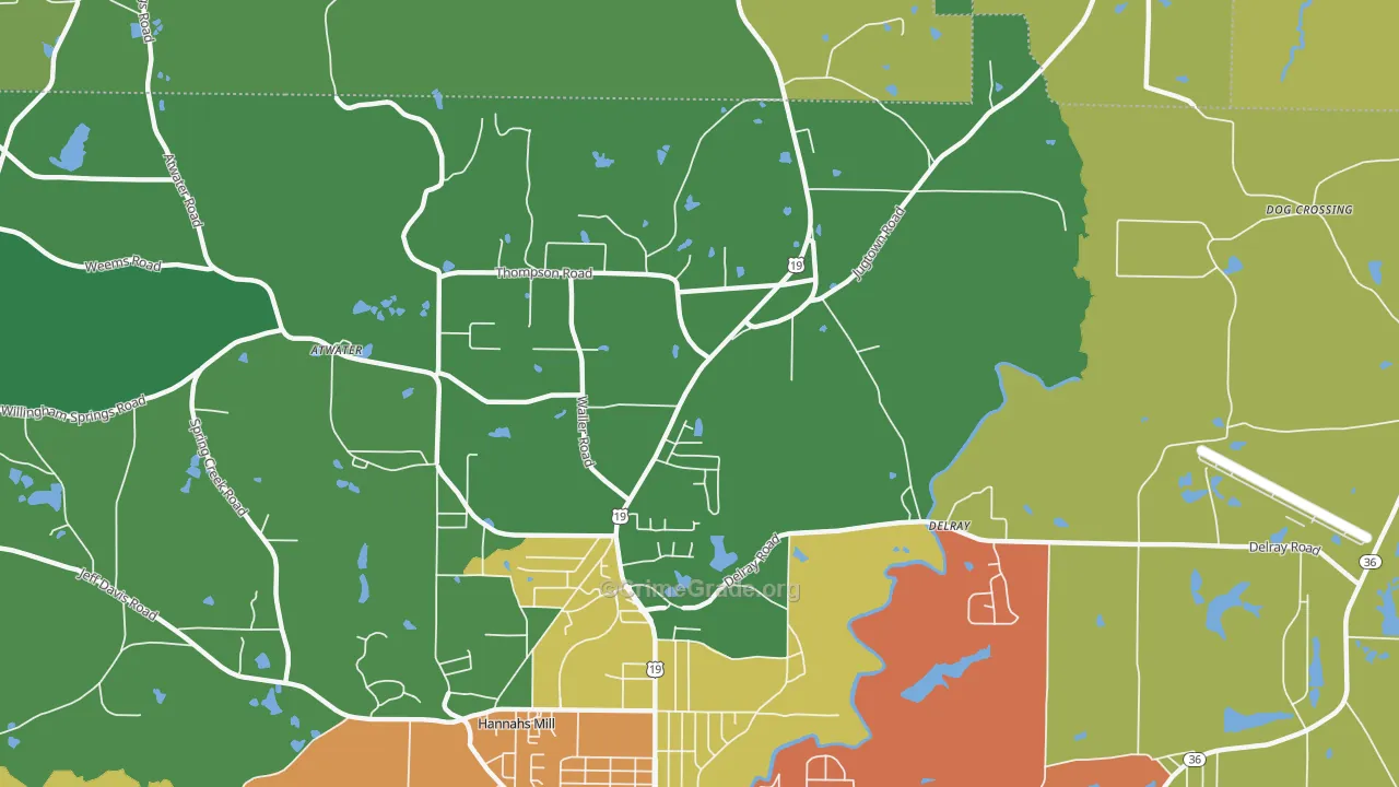 Hannahs Mill, GA Map of Murder Rates