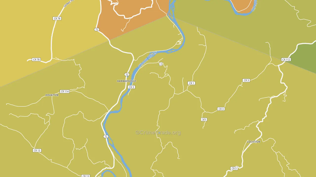 Hannahsville, WV Map of Murder Rates