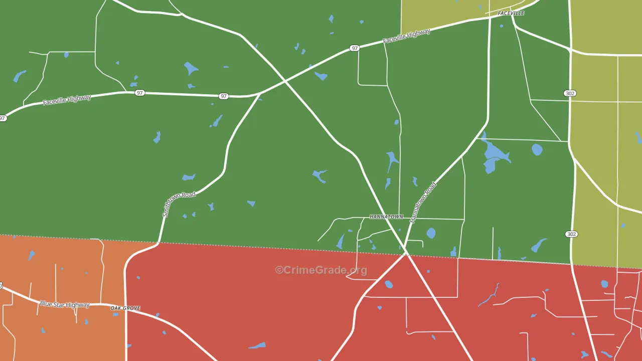 Hannatown, GA Map of Murder Rates