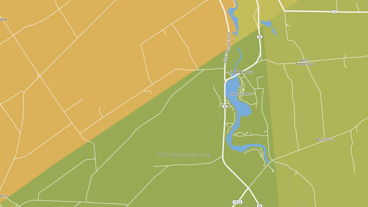 Hannawa Falls, NY Map of Murder Rates