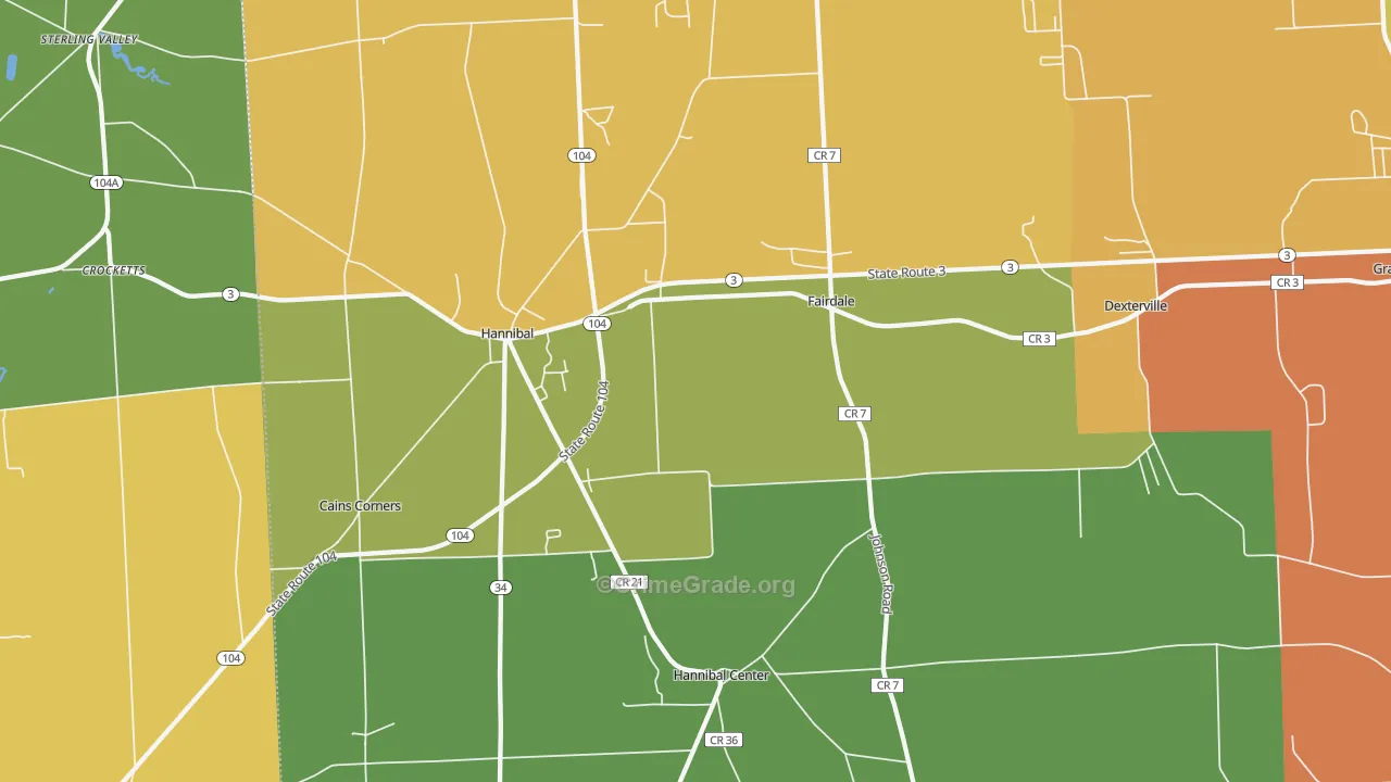 Hannibal, NY Map of Murder Rates