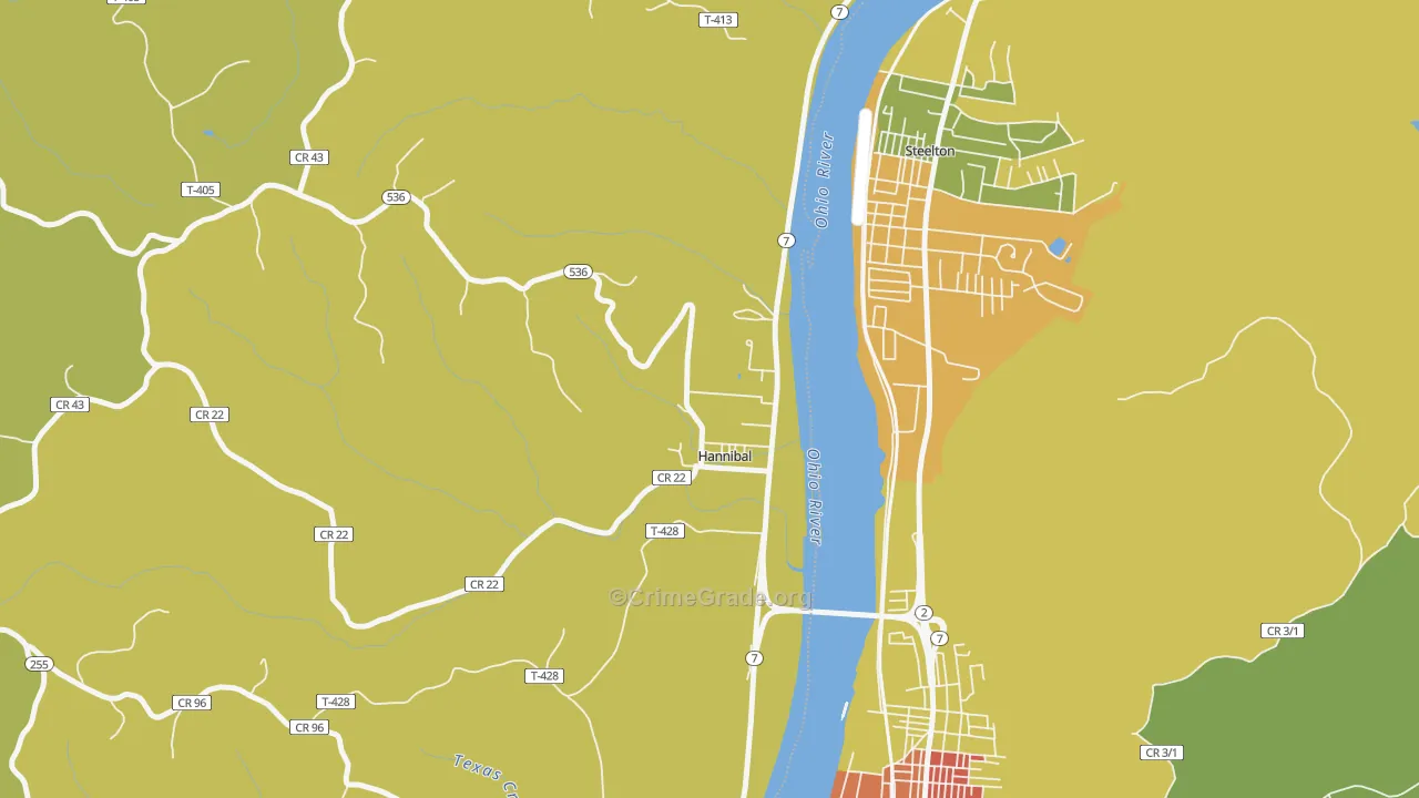 Hannibal, OH Map of Murder Rates