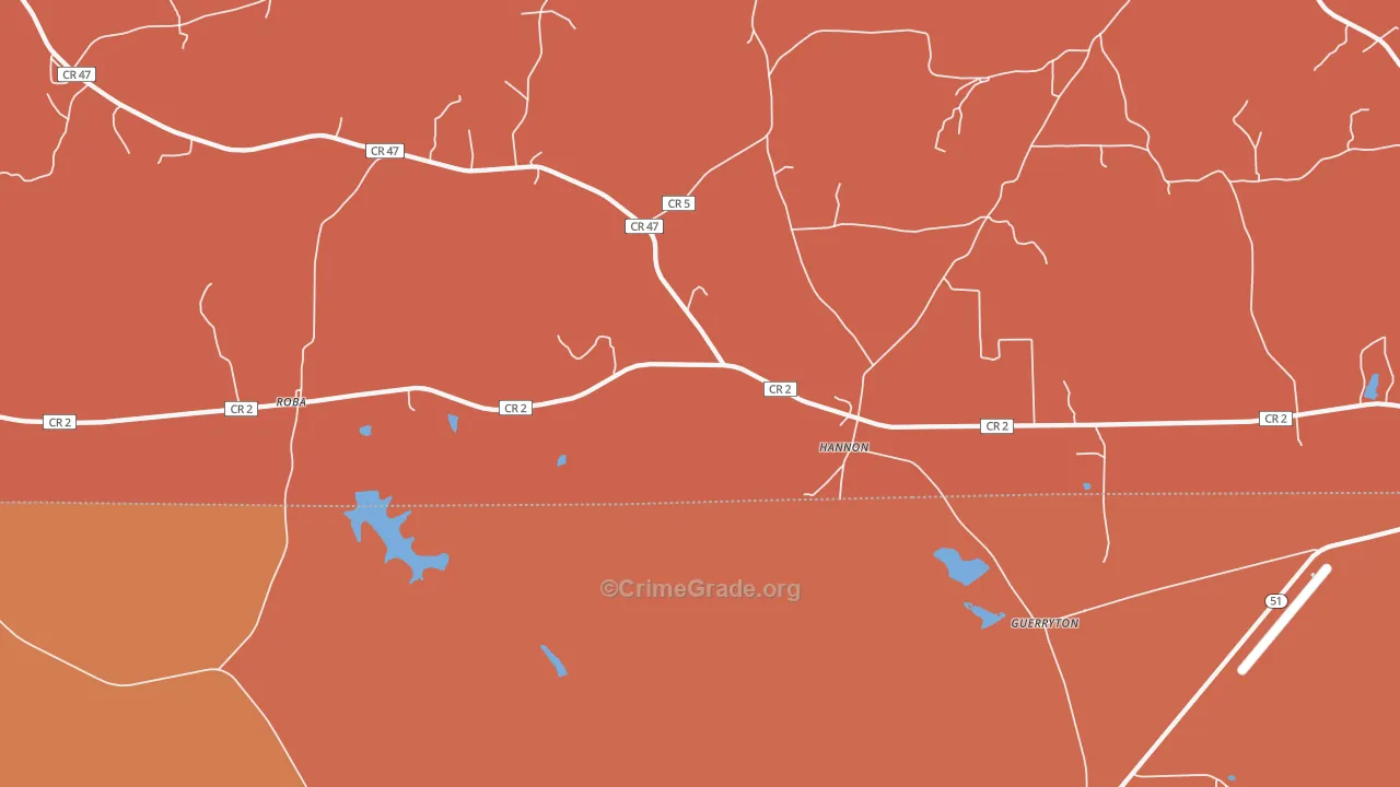 Hannon, AL Map of Murder Rates