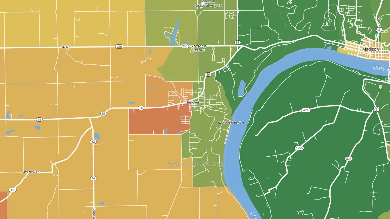 Hanover, IN Map of Murder Rates