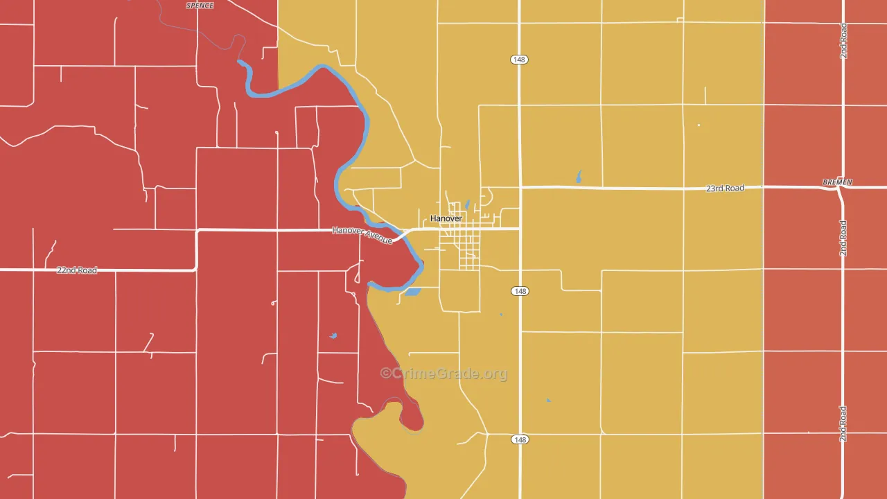 Hanover, KS Map of Murder Rates