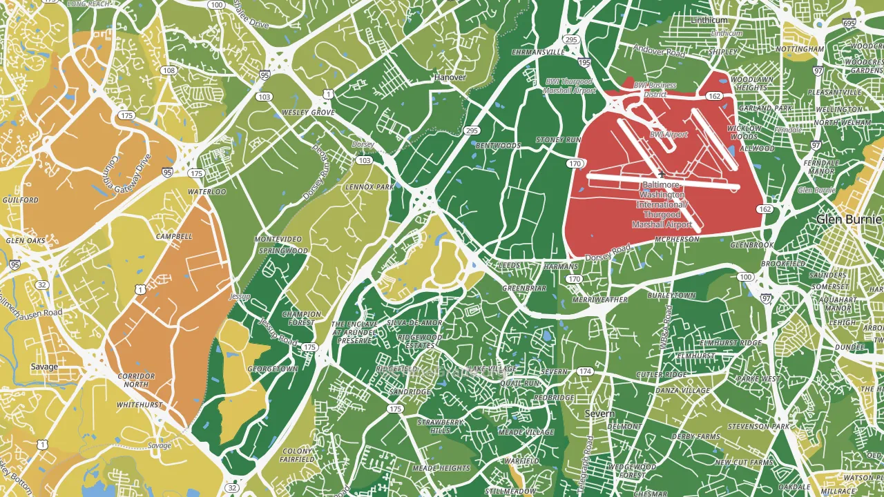 Hanover, MD Map of Murder Rates
