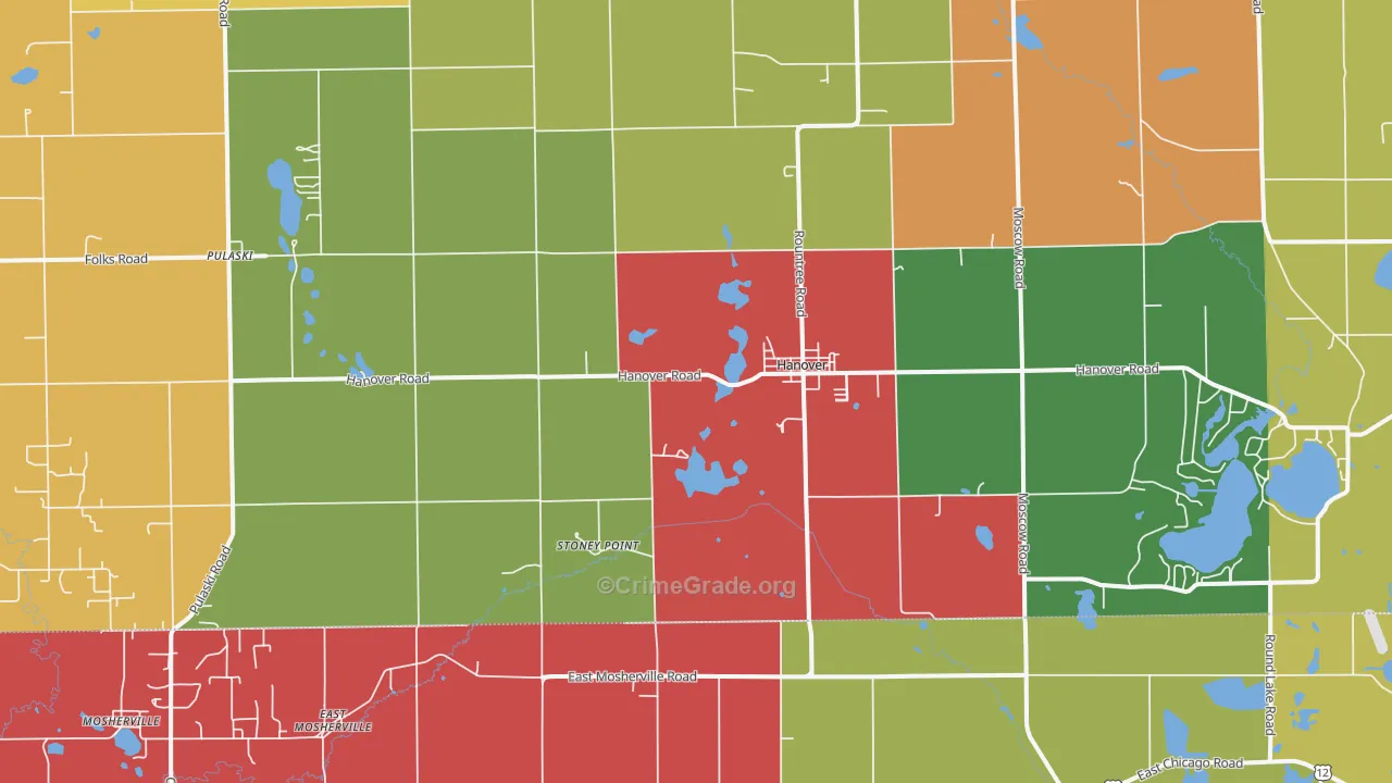 Hanover, MI Map of Murder Rates