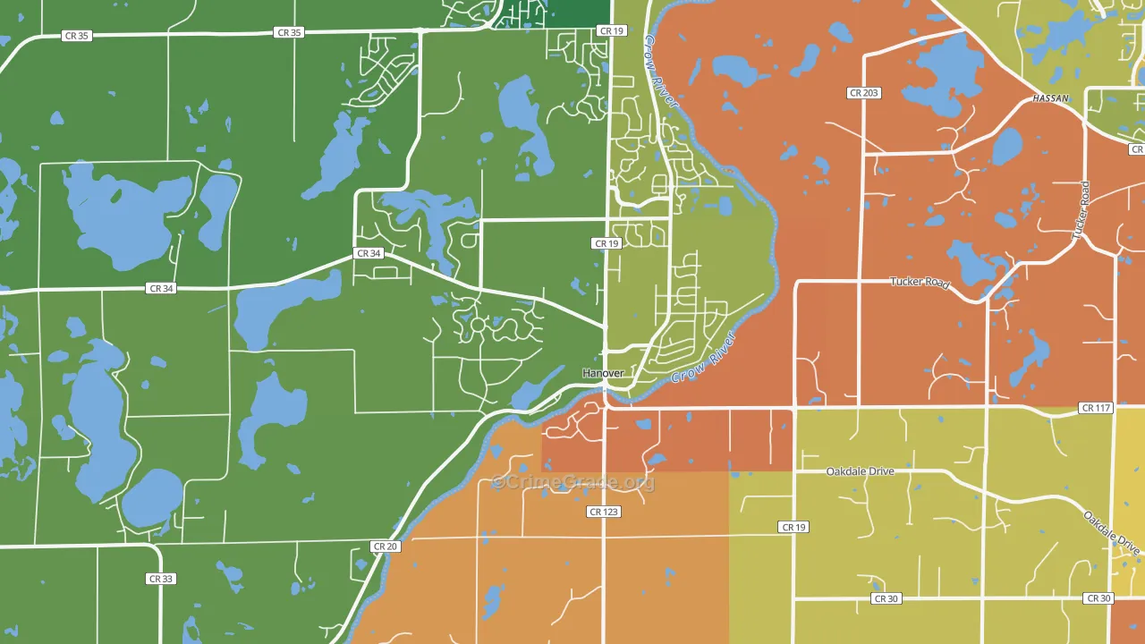 Hanover, MN Map of Murder Rates