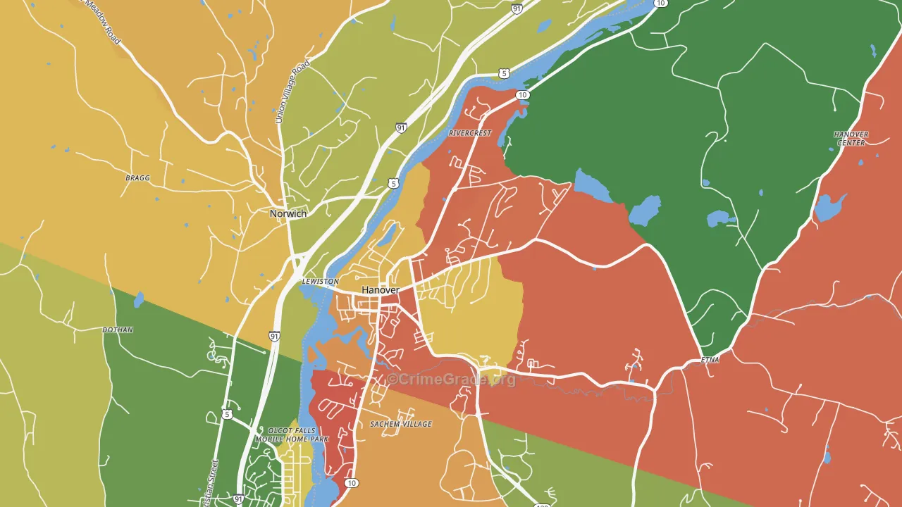 Hanover, NH Map of Murder Rates