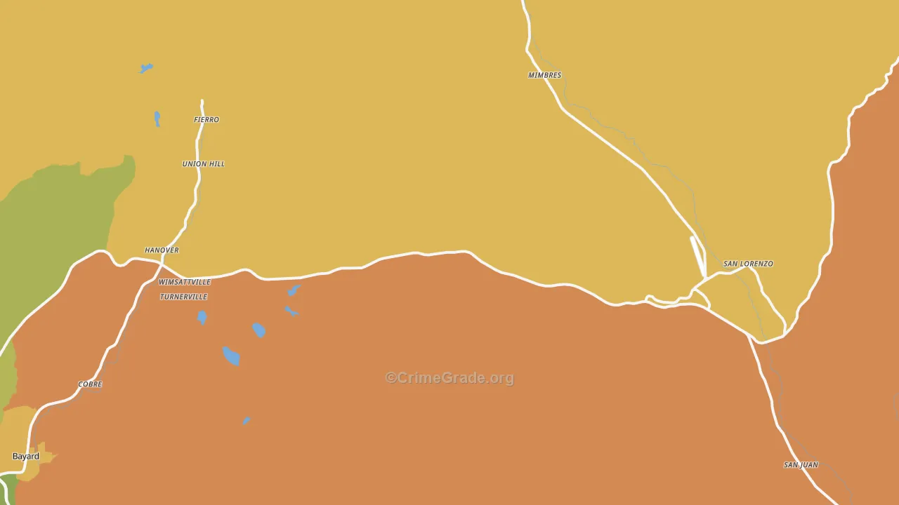 Hanover, NM Map of Murder Rates