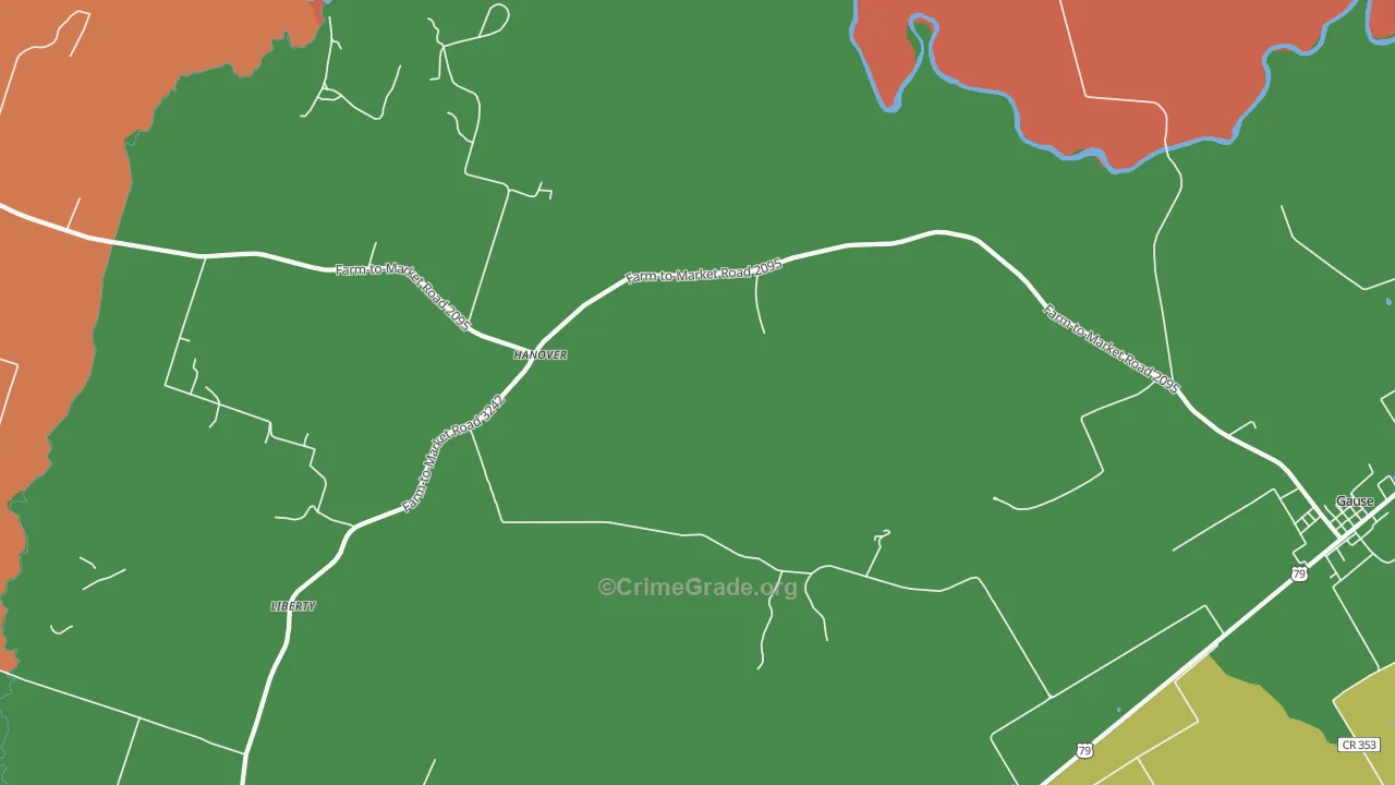 Hanover, TX Map of Murder Rates