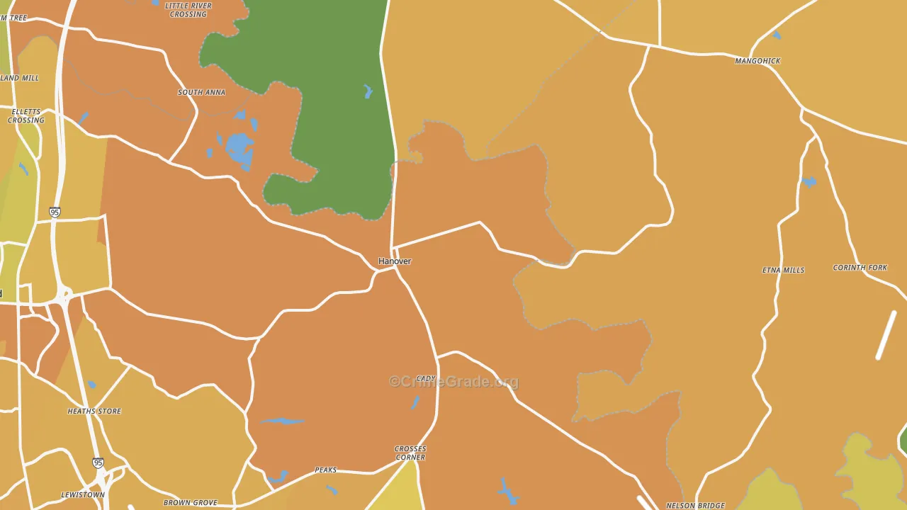 Hanover, VA Map of Murder Rates