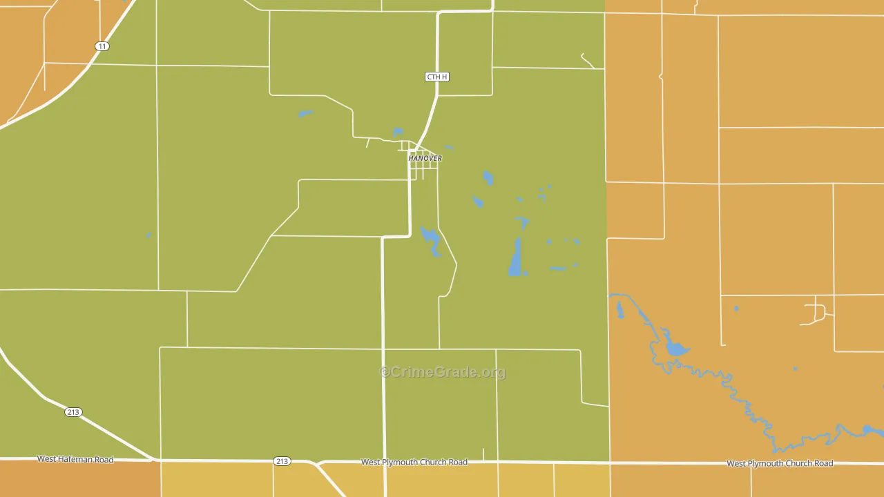 Hanover, WI Map of Murder Rates