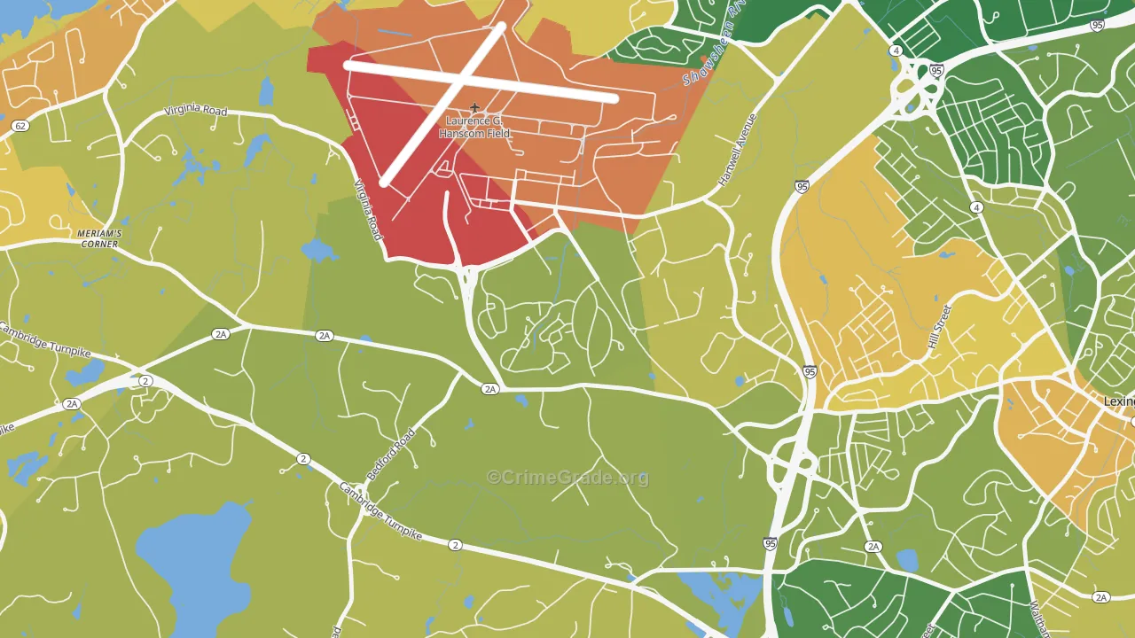 Hanscom Afb, MA Map of Murder Rates