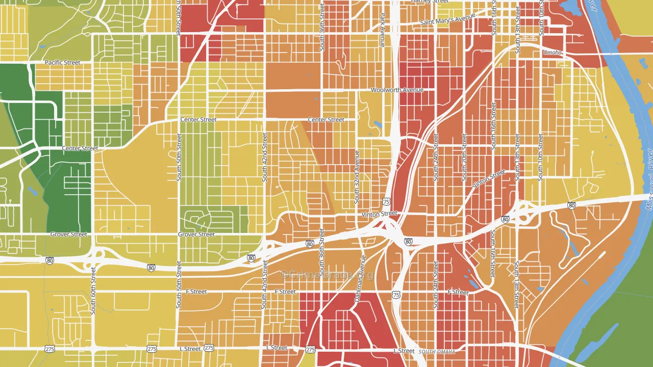 Hanscom Park, Omaha, NE Map of Murder Rates