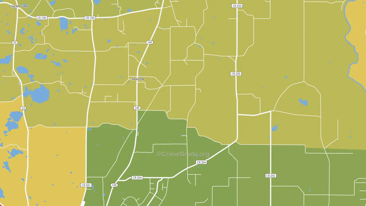 Hanson, FL Map of Murder Rates