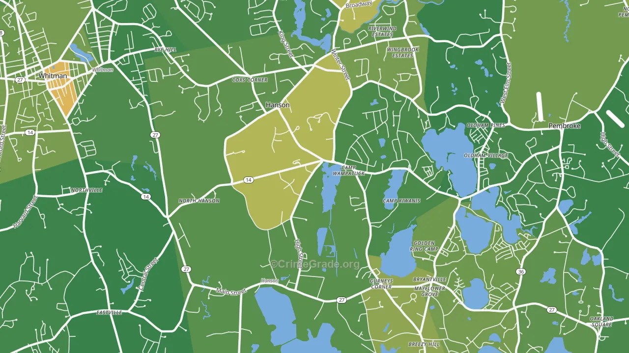 Hanson, MA Map of Murder Rates