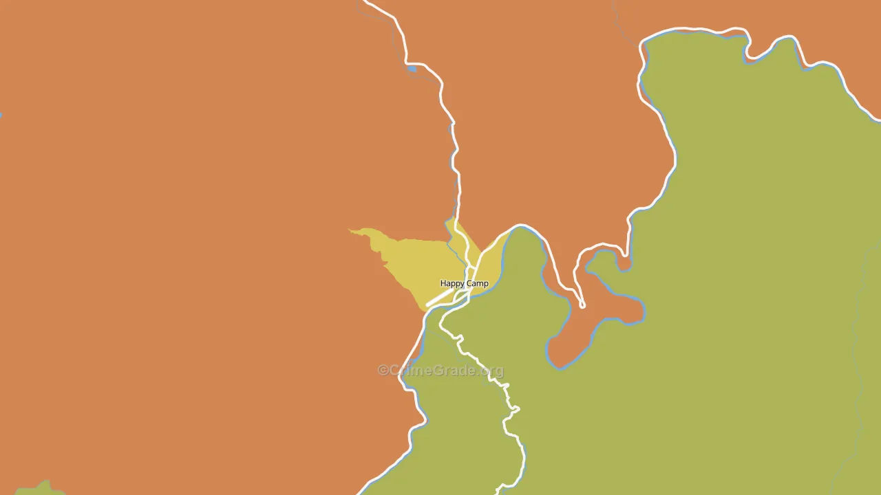 Happy Camp, CA Map of Murder Rates