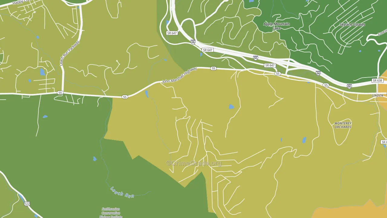 Happy Creek, VA Map of Murder Rates