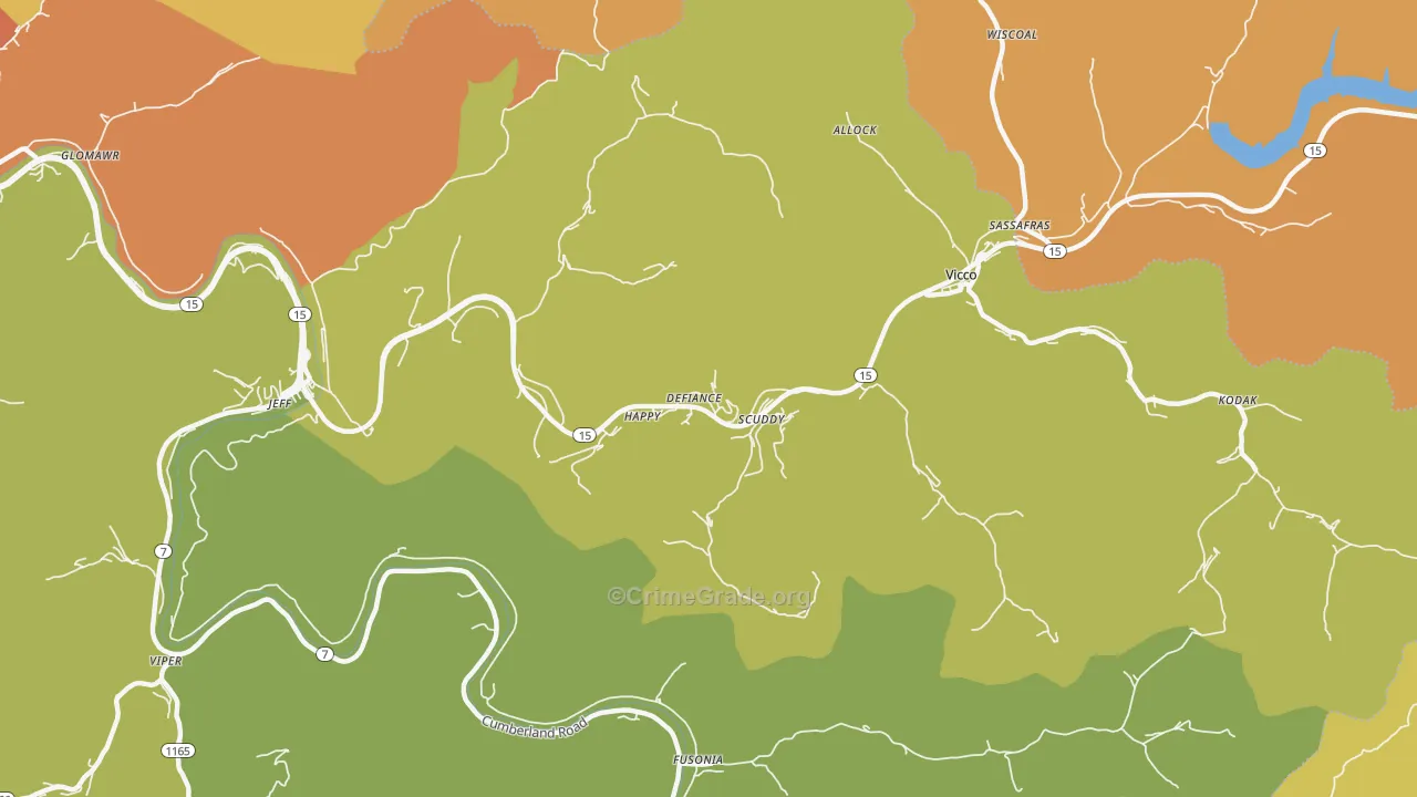 Happy, KY Map of Murder Rates