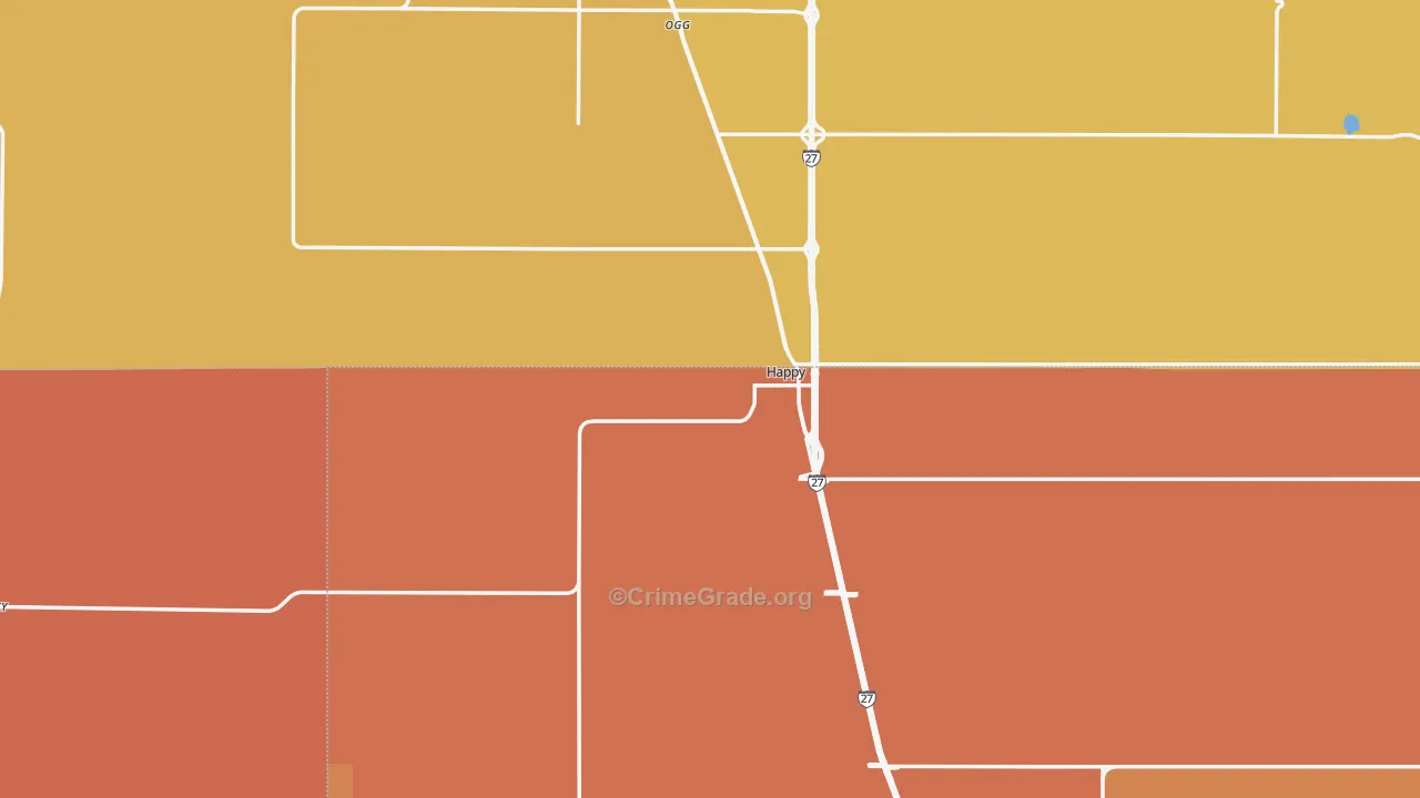 Happy, TX Map of Murder Rates