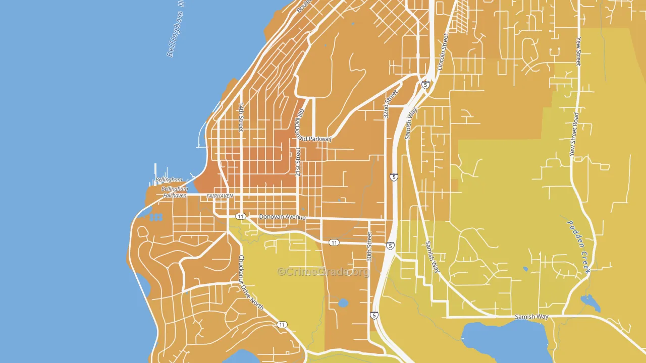 Happy Valley, Bellingham, WA Map of Murder Rates