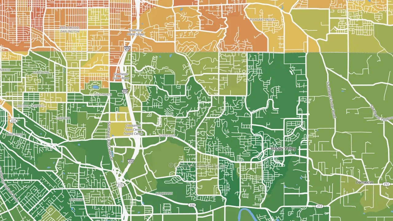 Happy Valley, OR Map of Murder Rates