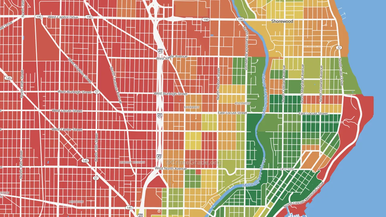 Harambee, Milwaukee, WI Map of Murder Rates
