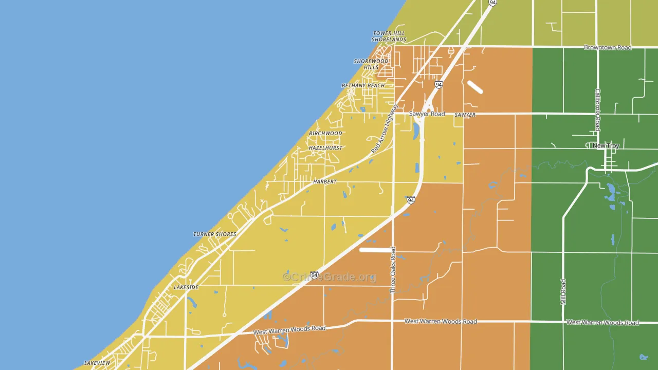 Harbert, MI Map of Murder Rates