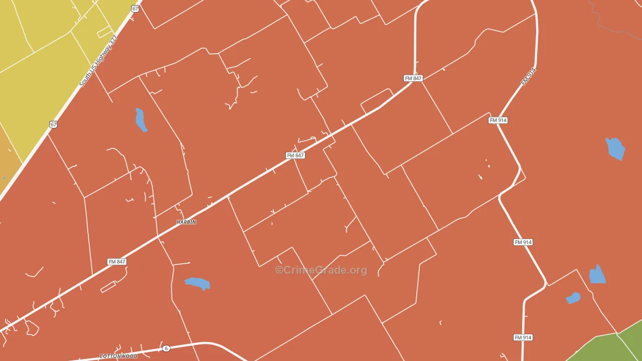 Harbin, TX Map of Murder Rates