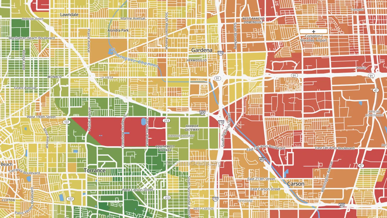 Harbor Gateway, Torrance, CA Map of Murder Rates