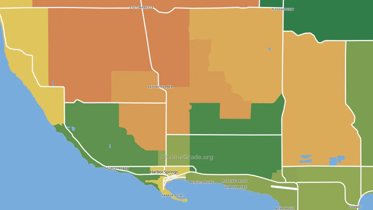 Harbor Springs, MI Map of Murder Rates