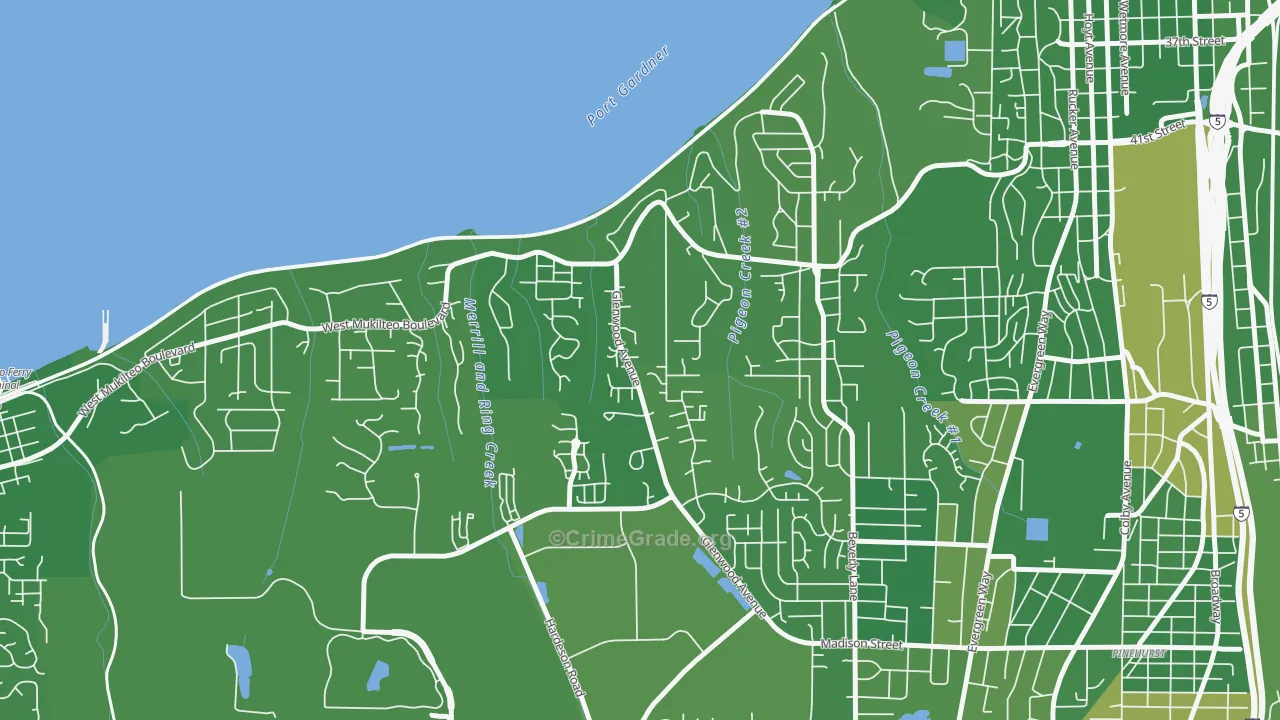 Harborview-Seahurst-Glenhaven, Everett, WA Map of Murder Rates