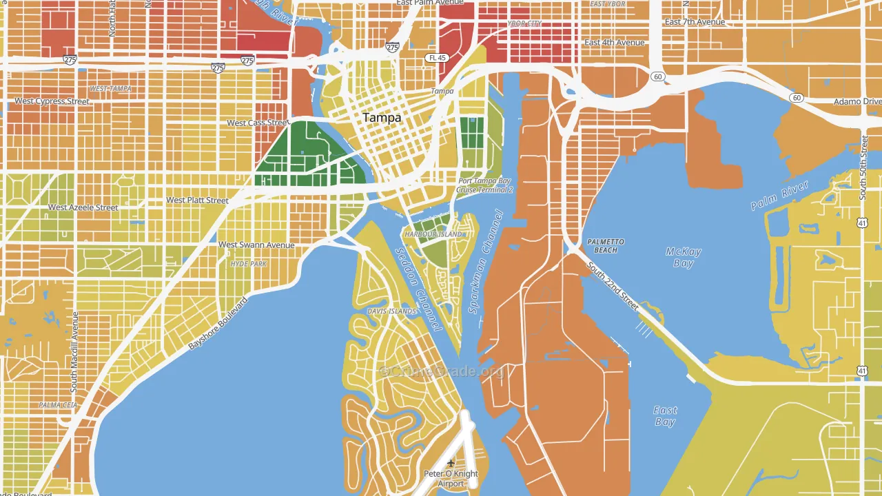 Harbour Island, Tampa, FL Map of Murder Rates