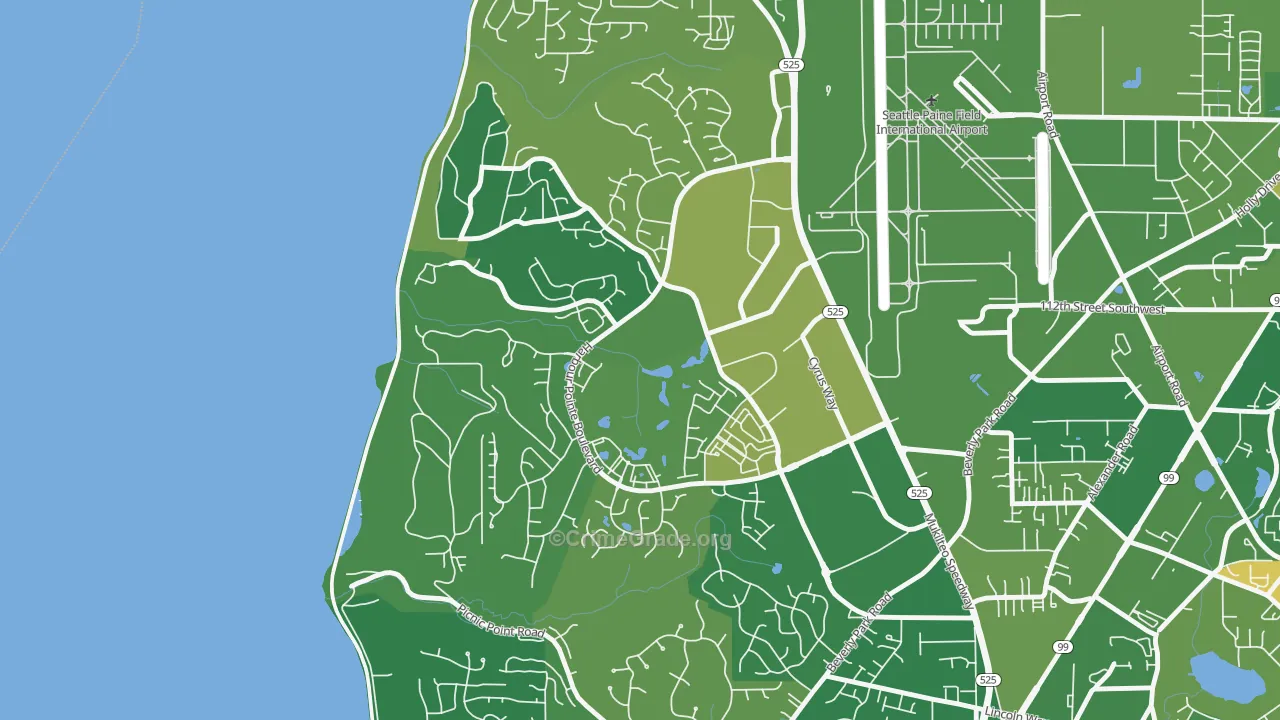 Harbour Pointe, Mukilteo, WA Map of Murder Rates
