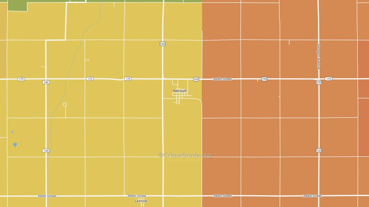 Harcourt, IA Map of Murder Rates