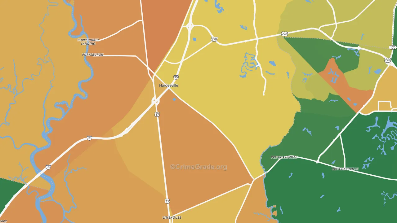 Hardeeville, SC Map of Murder Rates